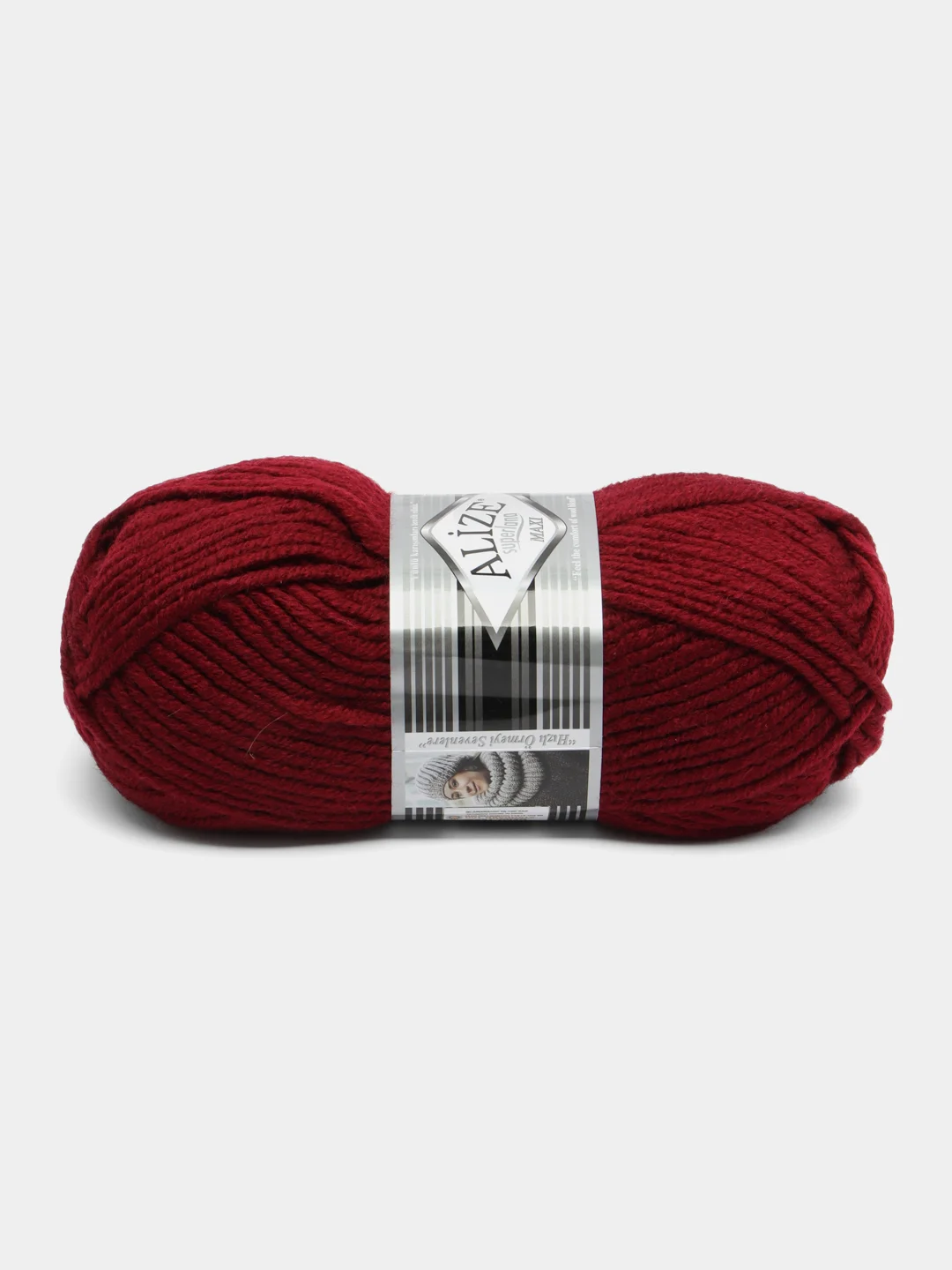 Бордовый пряжа Alize Superlana Maxi, 100 г, 75% акрил, 25% шерсть