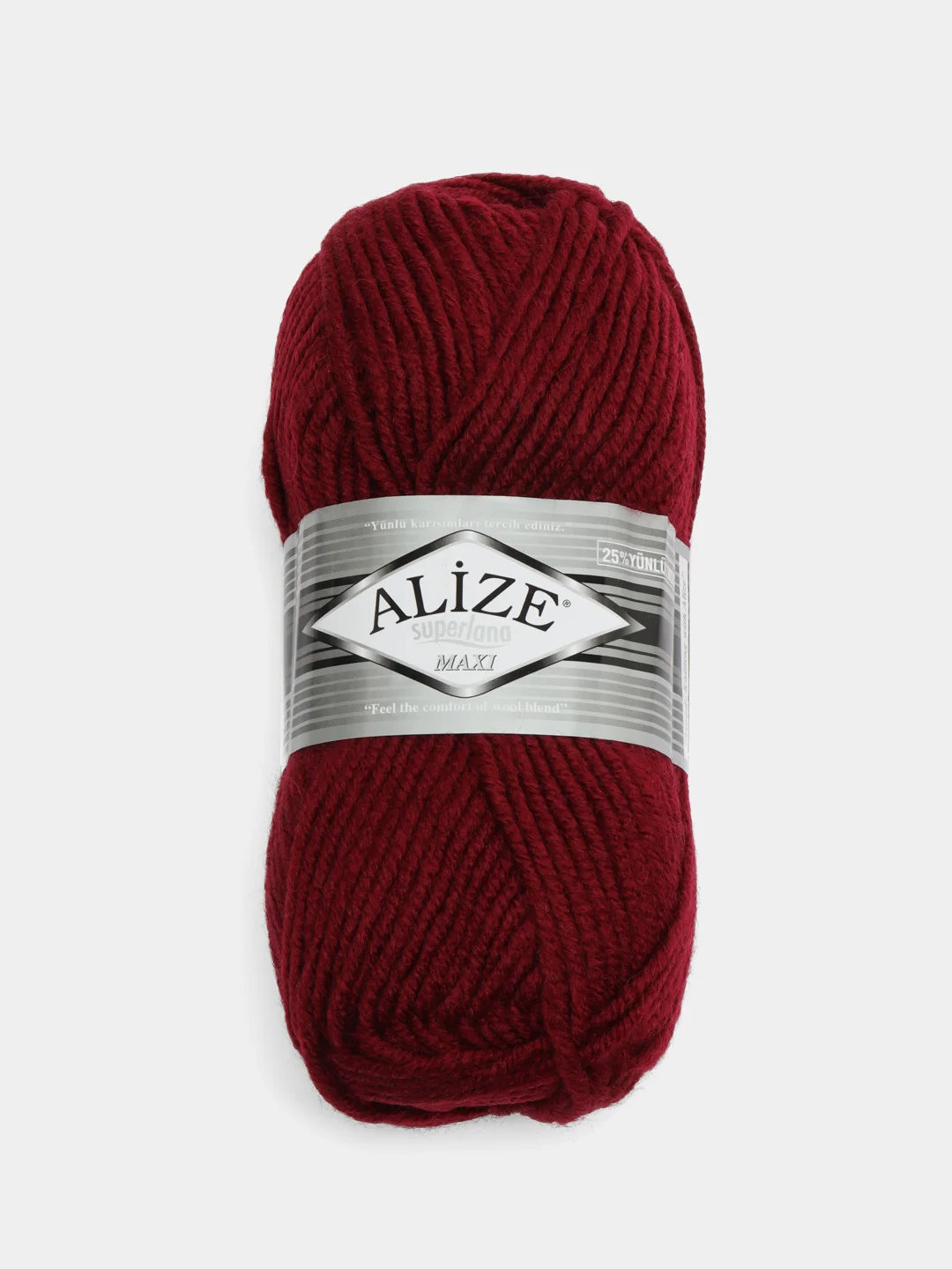 Бордовый пряжа Alize Superlana Maxi, 100 г, 75% акрил, 25% шерсть
