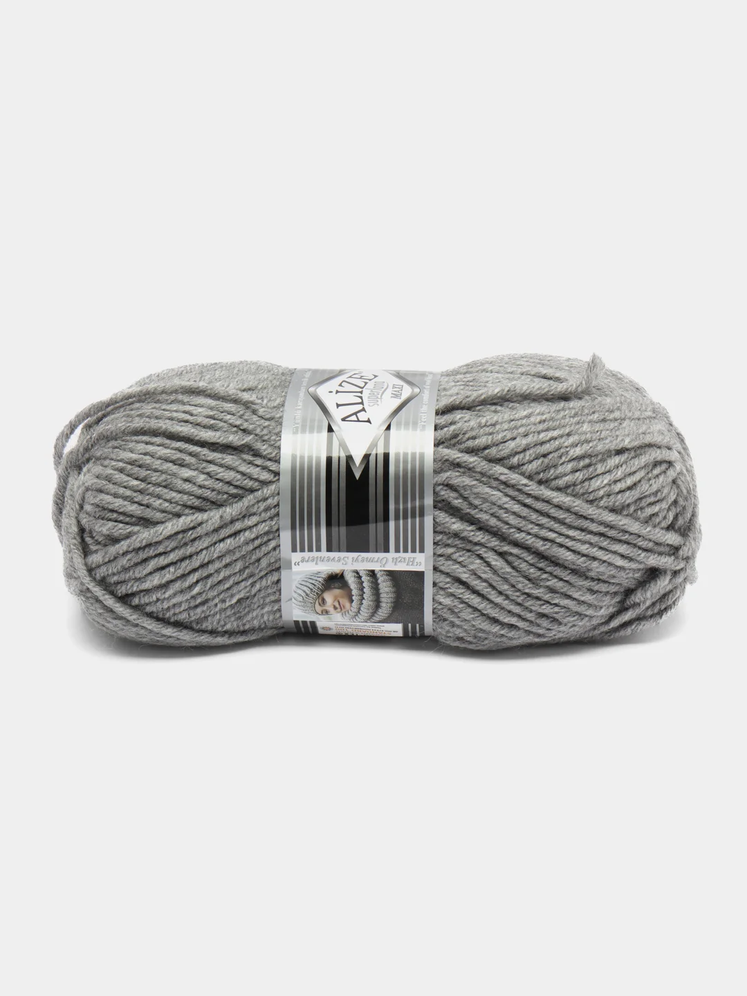 Серый меланж пряжа Alize Superlana Maxi, 100 г, 75% акрил, 25% шерсть