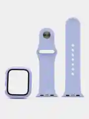 Лавандовый бампер с защитным стеклом и ремешком для Apple Watch 38/40/41/42/44/45/49