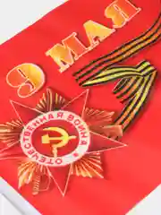 Флаг  России триколор , 9 мая с гербом, 12 штук в упаковке, полиэфирный шёлк, 14*20см