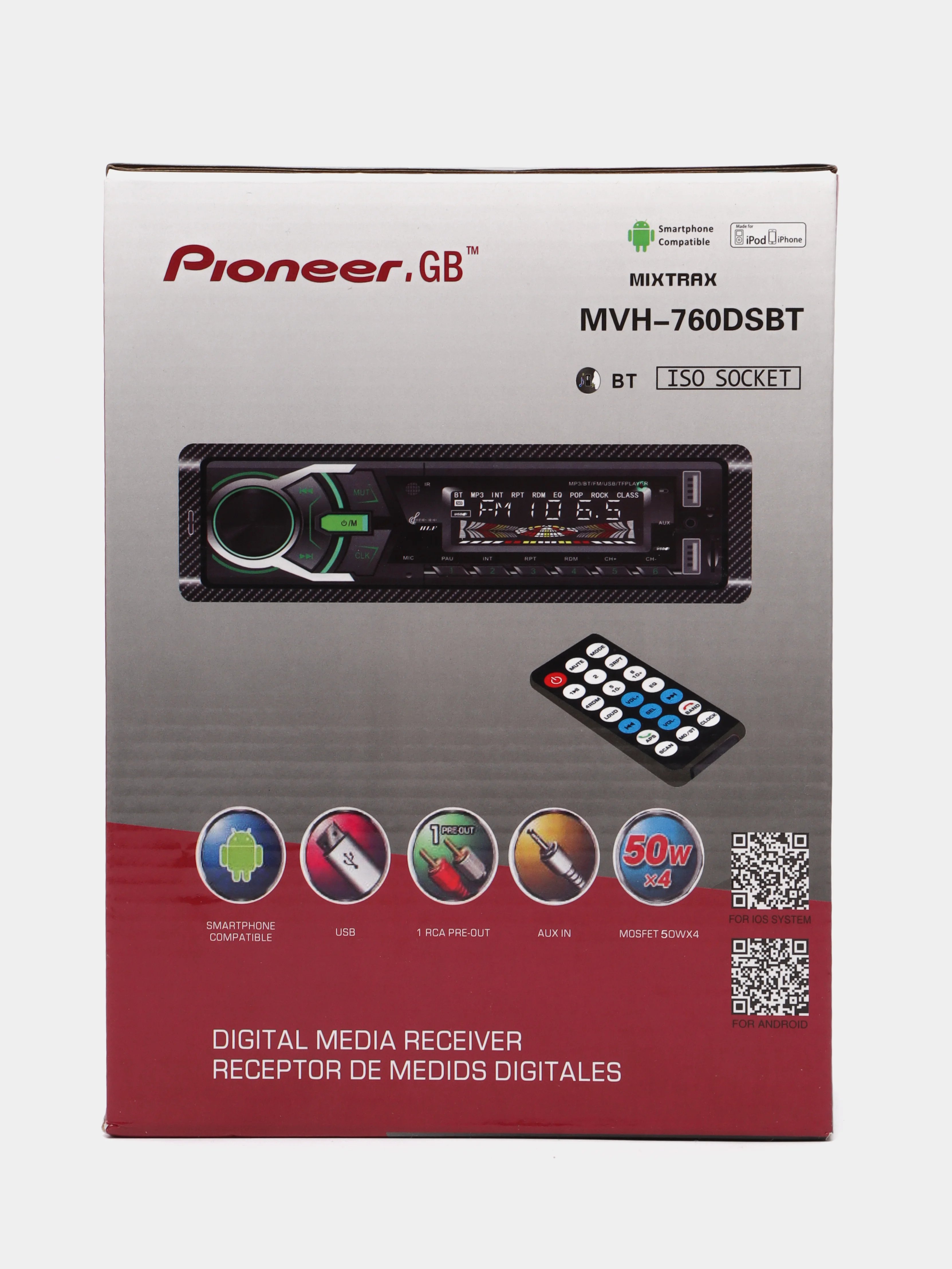 Автомагнитола Pioneer.GB MVH-760DSBT, Bluetooth, USB, MicroSD, AUX, FM, пульт