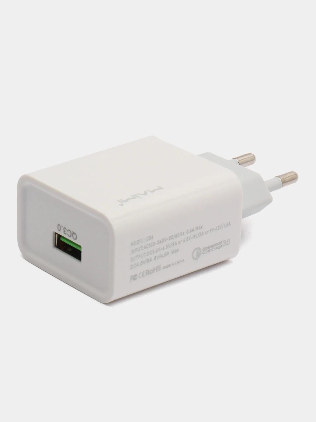 Белый зарядное устройство Maimi T30 Quick Charge 3.0 1xUSB 22.5W White Блок+USB Type-C/USB Micro