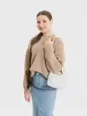 Белый сумка женская мини с ремешком через плечо и круглыми ручками на локоть