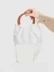 Белый сумка женская мини с ремешком через плечо и круглыми ручками на локоть