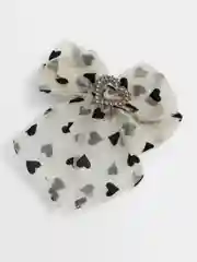 Бант заколка сердечки  белый черный