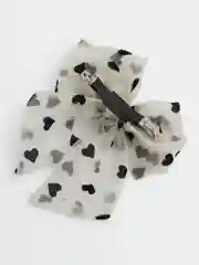 Бант заколка сердечки  белый черный
