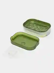 Зеленый мыльница настенная на липучке со сливом