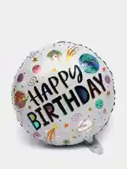 Воздушные шары Happy Birthday, круглые, фольгированные