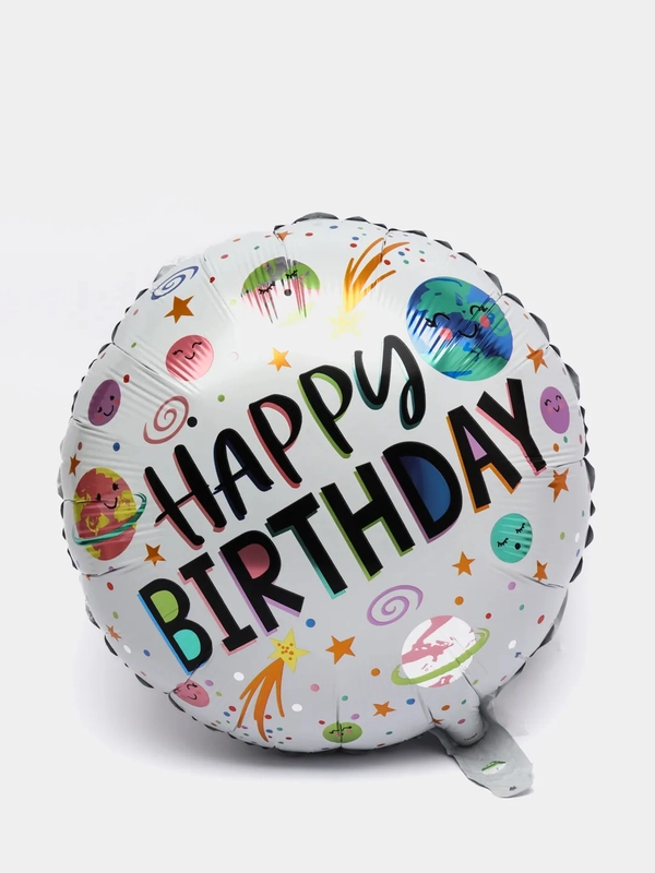 Воздушные шары Happy Birthday, круглые, фольгированные
