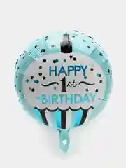 Небесно-голубой воздушные шары Happy Birthday, круглые, фольгированные