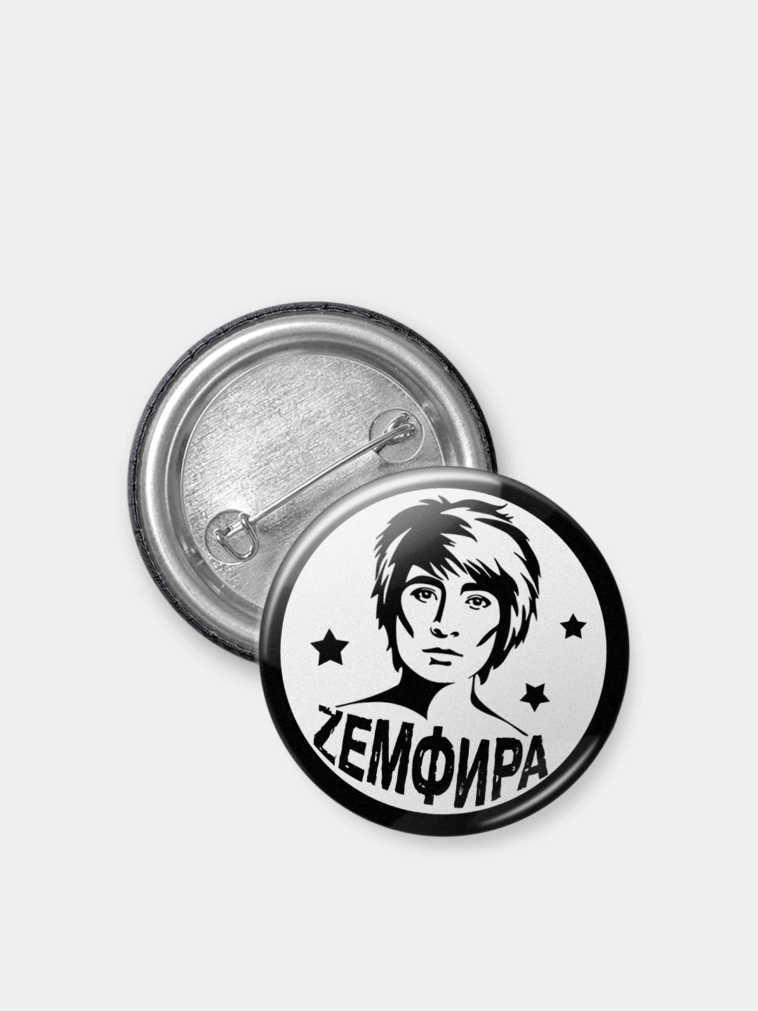 Белый значок "Земфира", из серии "Русский рок", 37 мм
