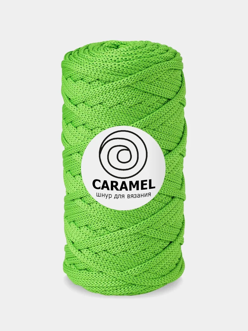 Салатовый шнур Caramel (Карамель), плоский, полиэфирный, 5 мм