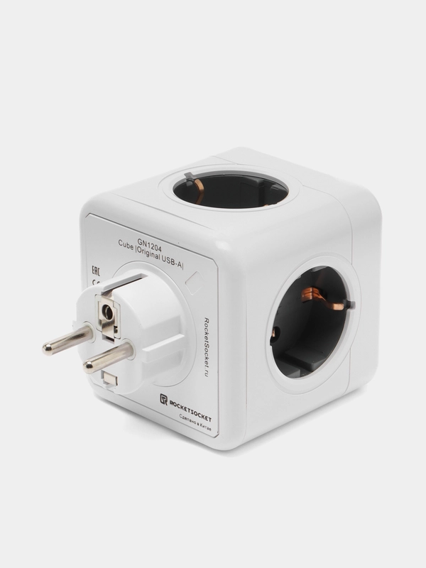 Разветвитель Cube Original 4 Euro 16A GN1204, 2 USB A с блоком 5В/2.1А RocketSocket