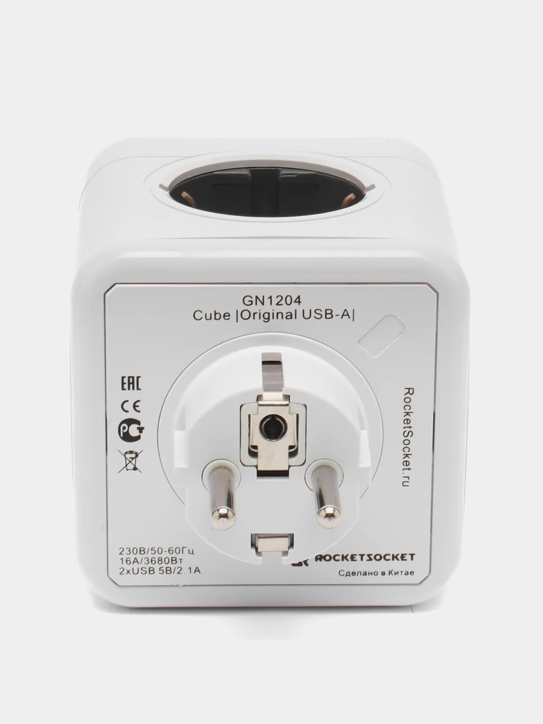 Разветвитель Cube Original 4 Euro 16A GN1204, 2 USB A с блоком 5В/2.1А RocketSocket