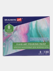 Краски акриловые для техники "Флюид Арт" (POURING PAINT) Пастельные тона, 8цветов по 120мл