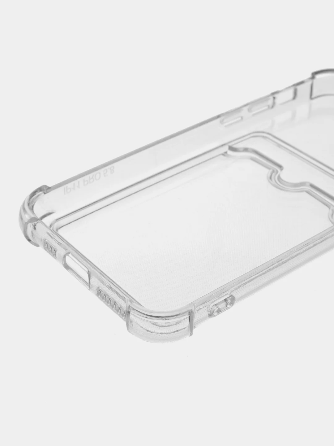 Чехол силиконовый для iPhone, прозрачный, с карманом для карт
