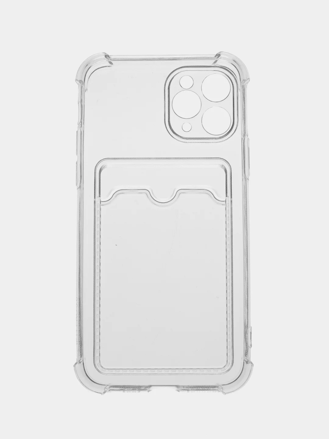 Чехол силиконовый для iPhone, прозрачный, с карманом для карт