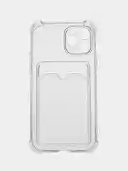 Чехол силиконовый для iPhone, прозрачный, с карманом для карт