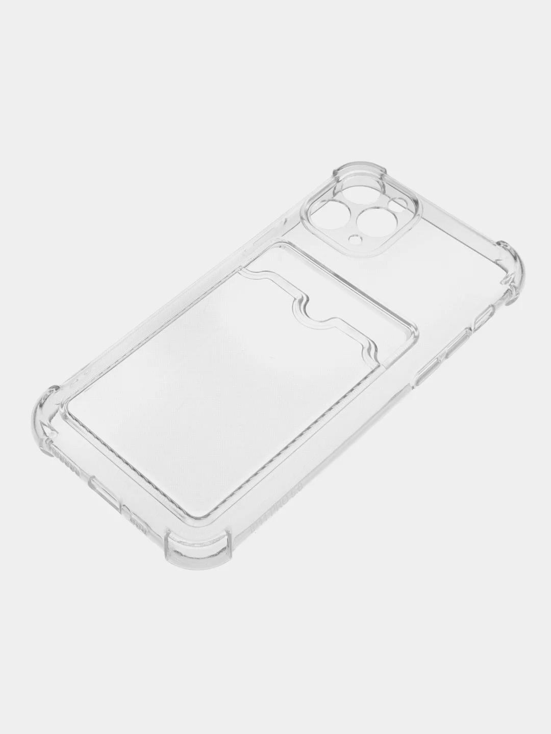 Чехол силиконовый для iPhone, прозрачный, с карманом для карт