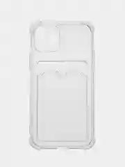 Чехол силиконовый для iPhone, прозрачный, с карманом для карт