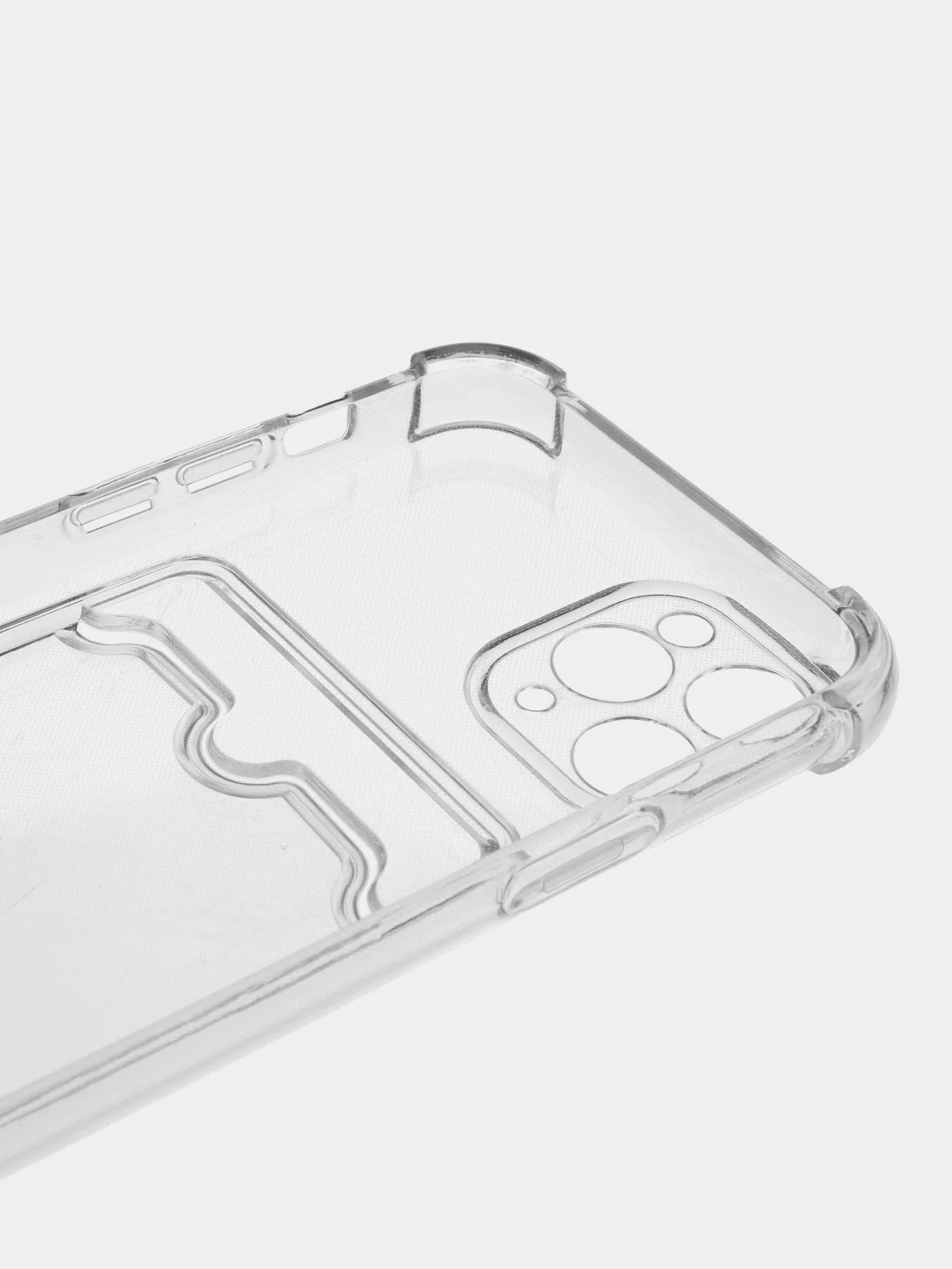 Чехол силиконовый для iPhone, прозрачный, с карманом для карт