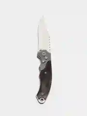 Тёмно-серый нож выкидушка складной туристический "Подстреленный Карась"