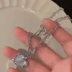 Цепочка на шею с кулоном в форме сердца, двойная цепочка