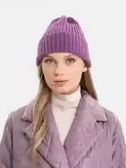 Фиолетовый шапка-бини вязаная, однотонная, унисекс