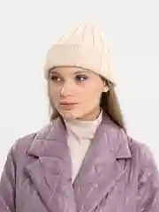 Бежевый шапка бини QP Store, вязаная, демисезонная