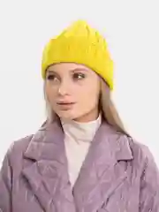 Лимонный шапка бини QP Store, вязаная, демисезонная
