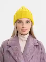 Лимонный шапка бини QP Store, вязаная, демисезонная