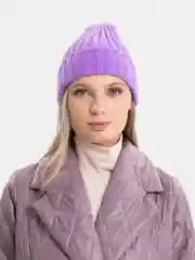 Сиреневый шапка вязанная, с отворотом
