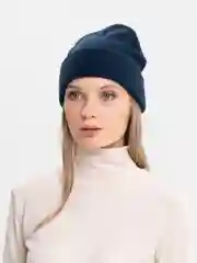 Индиго шапка с отворотом, гладкая