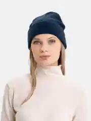 Индиго шапка с отворотом, гладкая