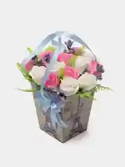Вишнёвый букет из вспененного мыла ручной работы, подарок учителю,коллеге ,подарочный набор"Розы"