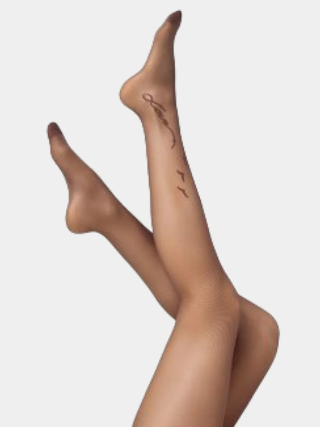 Бежевый капроновые колготки MiNiMi Tattoo Love, колготки с рисунком на щиколотке,колготки женские