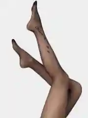 Бежевый капроновые колготки MiNiMi Tattoo Love, колготки с рисунком на щиколотке,колготки женские