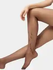 Бежевый капроновые колготки MiNiMi Tattoo Love, колготки с рисунком на щиколотке,колготки женские
