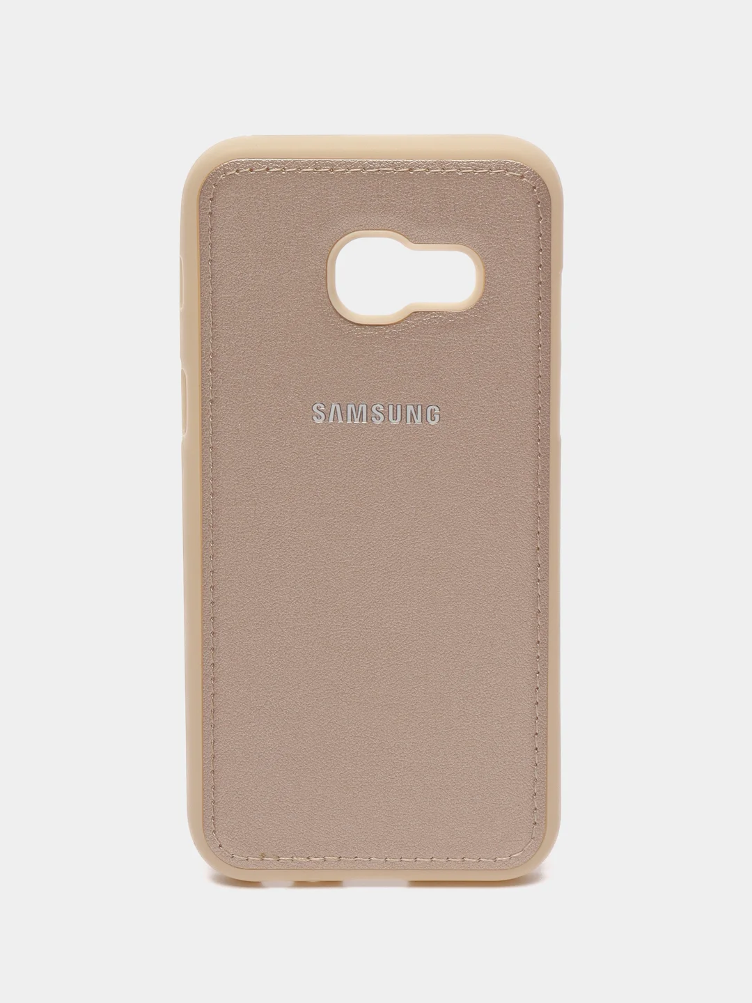 Бежевый чехол накладка с кожаной вставкой для Samsung Galaxy A3 (2017) / A320