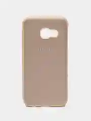 Бежевый чехол накладка с кожаной вставкой для Samsung Galaxy A3 (2017) / A320