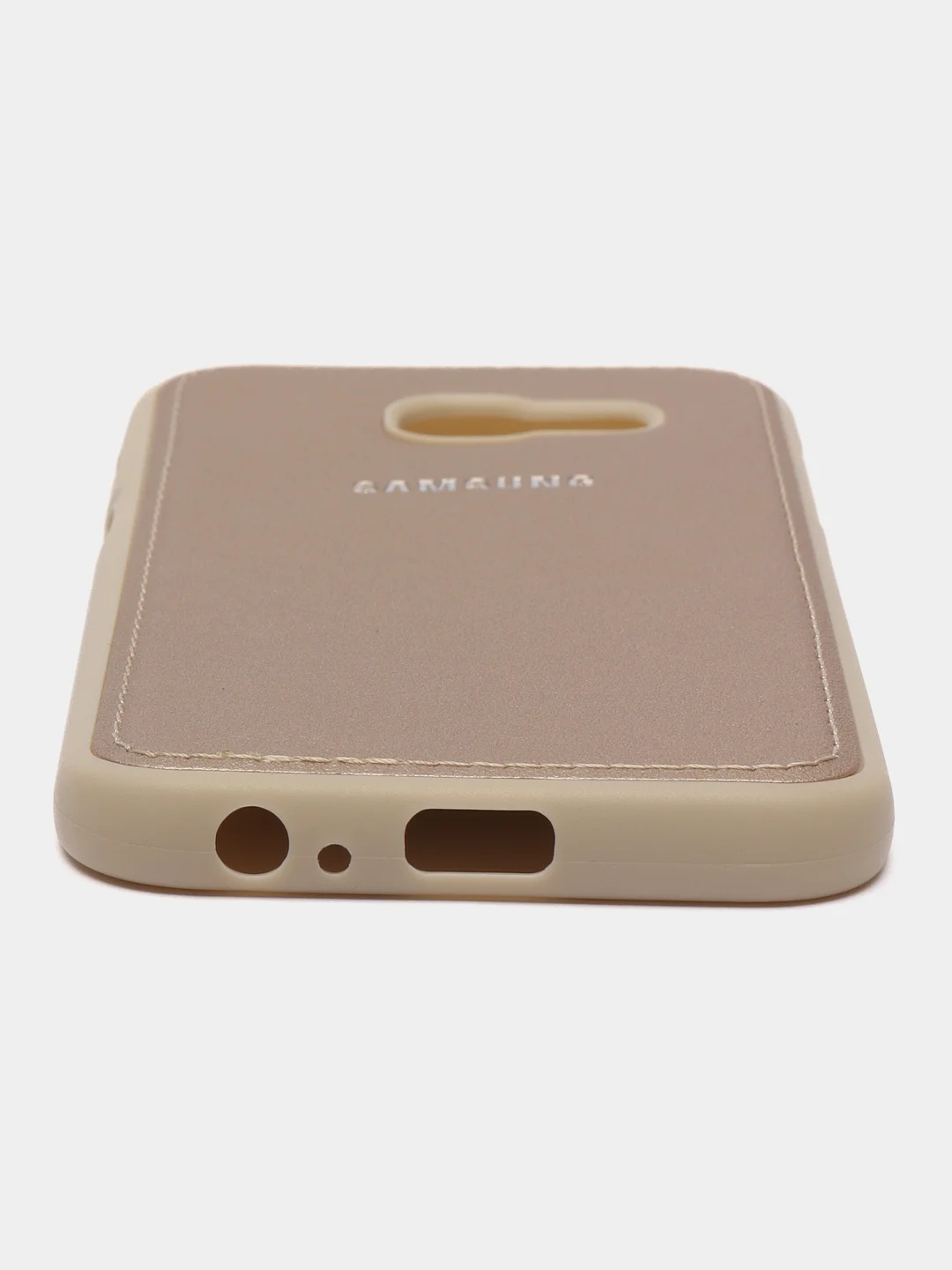 Бежевый чехол накладка с кожаной вставкой для Samsung Galaxy A3 (2017) / A320