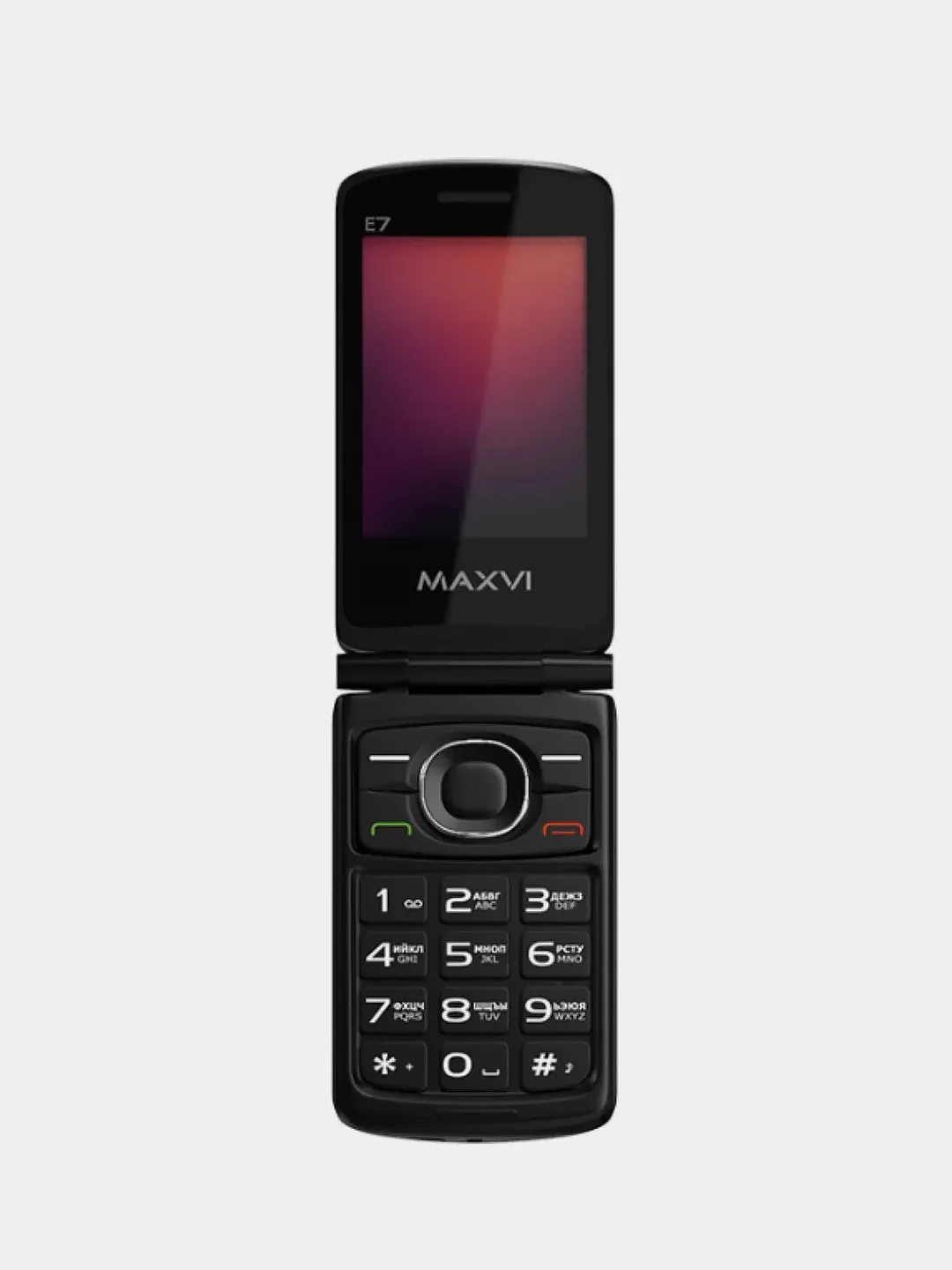 Красный мобильный телефон-раскладушка Maxvi E7