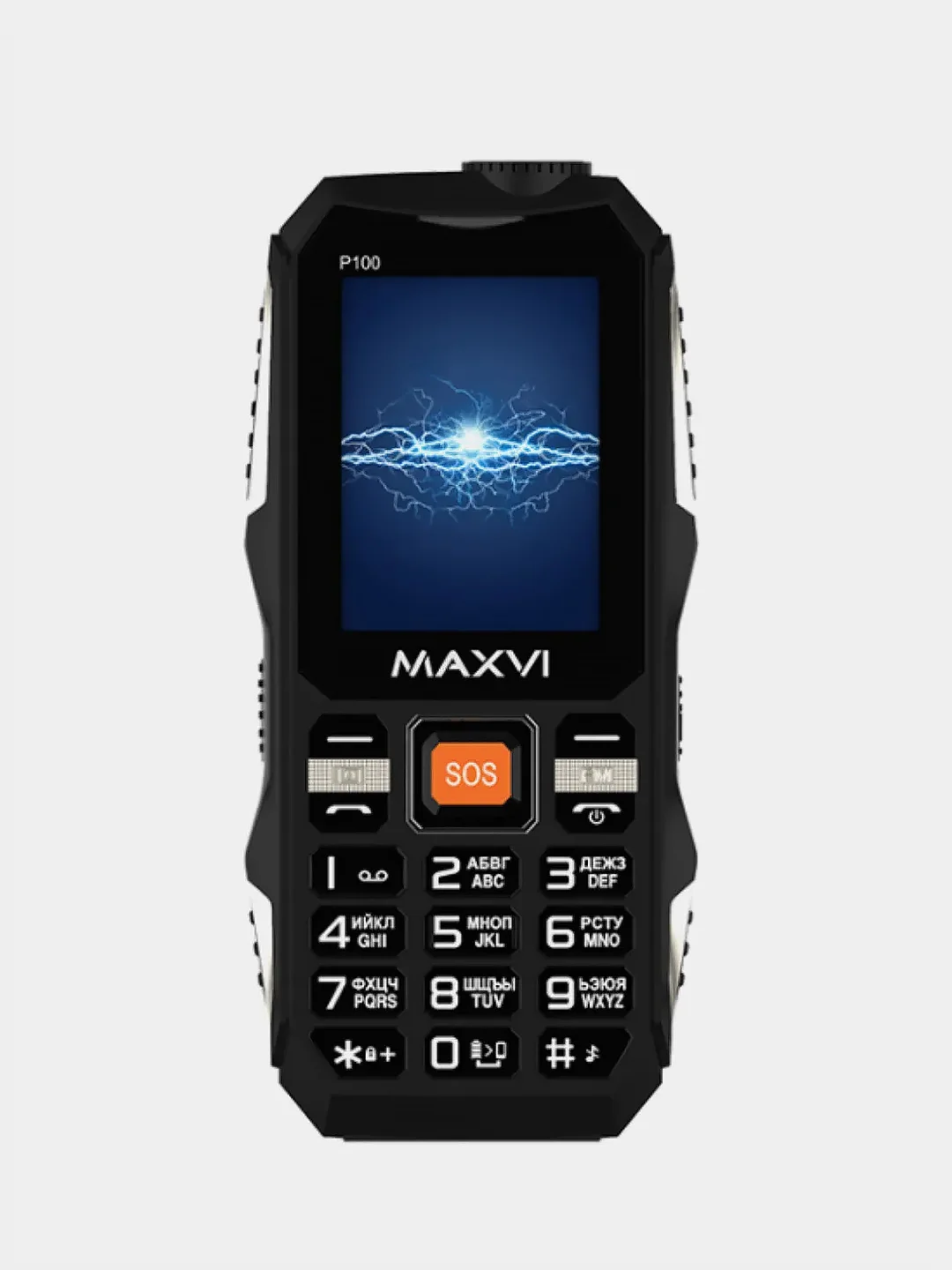 Синий мобильный телефон Maxvi P100, ударопрочный