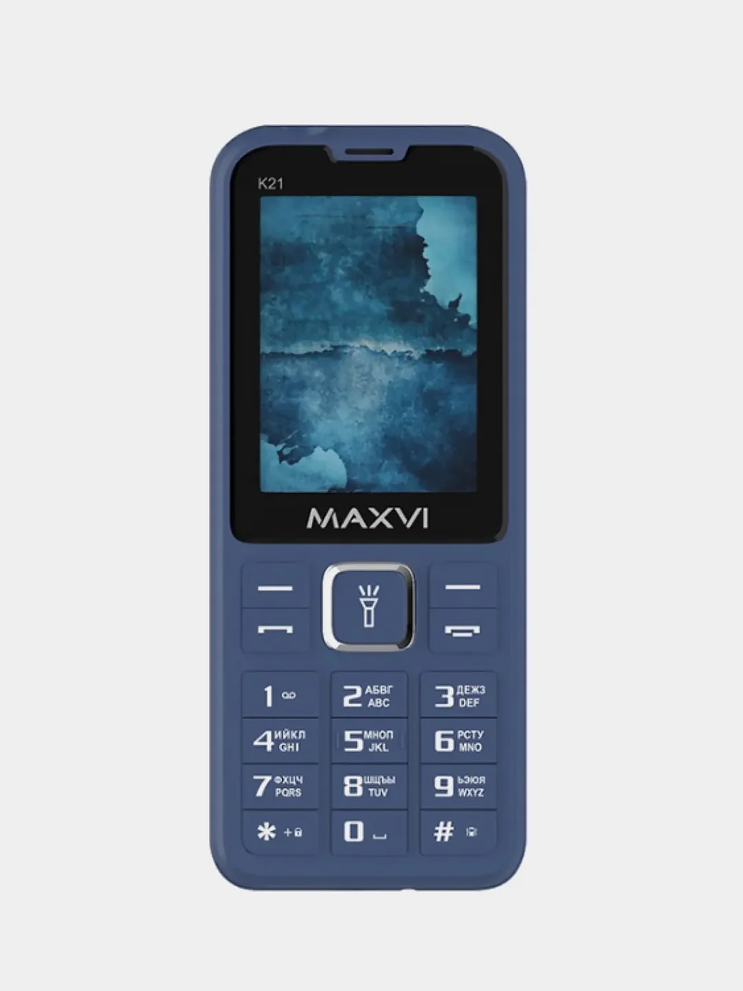 Синий мобильный телефон Maxvi K21, аккумулятор 1400 мАч