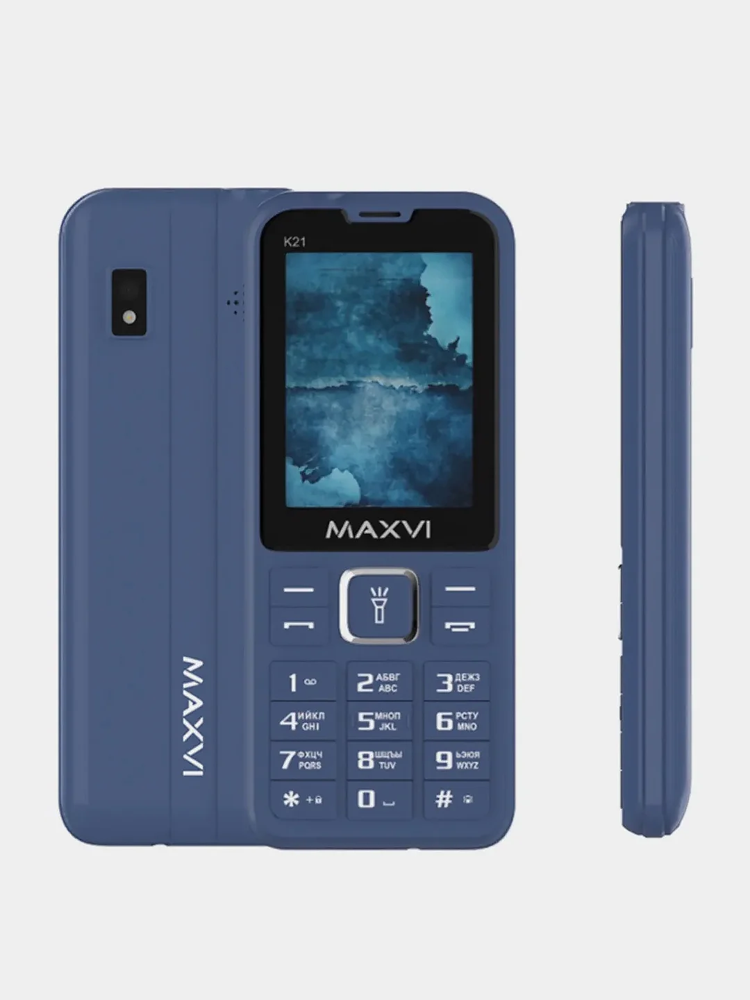 Синий мобильный телефон Maxvi K21, аккумулятор 1400 мАч
