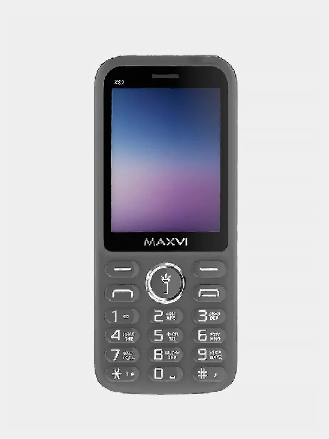 Серый мобильный телефон Maxvi K32, аккумулятор 1400 мАч