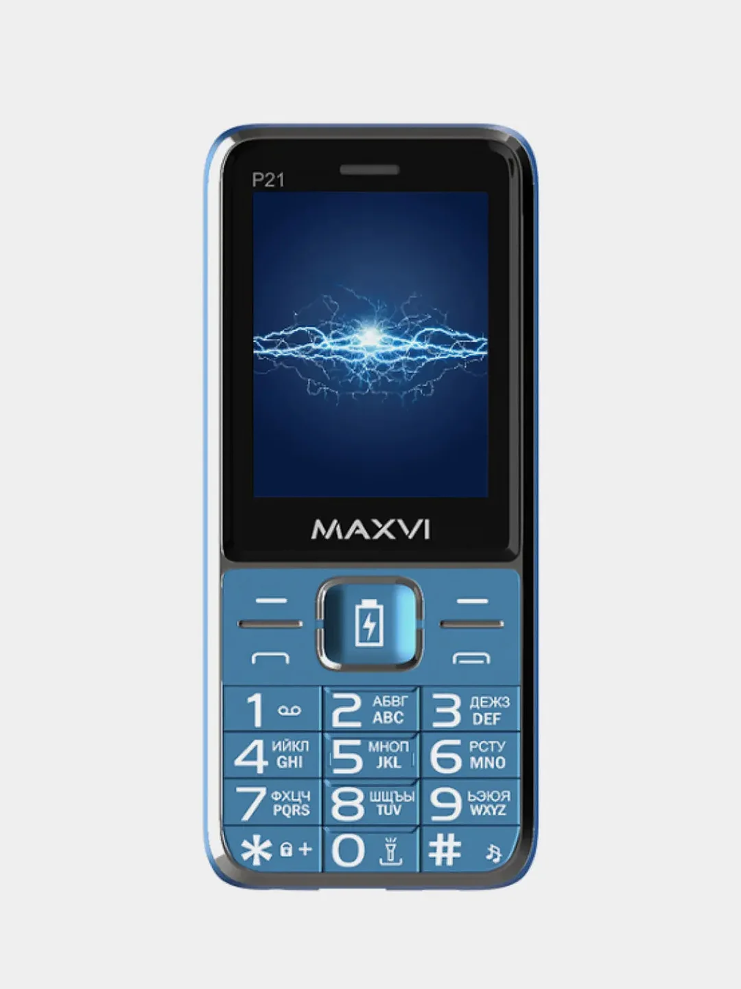 Синий мобильны телефон Maxvi P21, С КАМЕРОЙ, ФУНКЦИЯ POWER BANK, АККУМУЛЯТОР 2500мАч