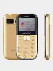 Золотой мобильный телефон Maxvi B6ds, БОЛЬШИЕ КНОПКИ, С КАМЕРОЙ, АККУМУЛЯТОР 1400мАч