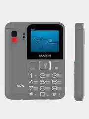 Серебряный мобильный телефон Maxvi B200, БОЛЬШИЕ КНОПКИ, С КАМЕРОЙ, АККУМУЛЯТОР 1400мАч
